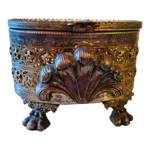 Vintage Gold Filigree and Glass Box