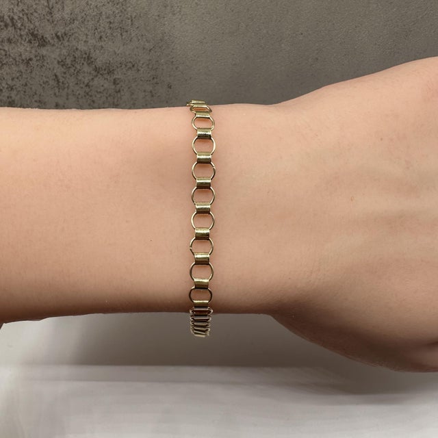 Early 21st Century 14kt Yellow Gold Circle Link Bracelet 7.5in 5.2mm 3.5g Lobster Clasp New For Sale - Image 5 of 6