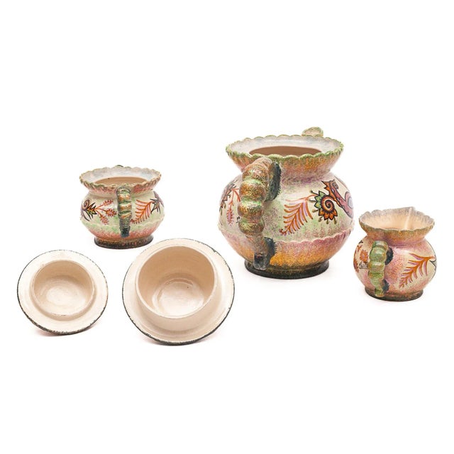 Ceramic Quimper Coffee Service by Paul Fouillen, 1940s, Set of 15 For Sale - Image 7 of 11