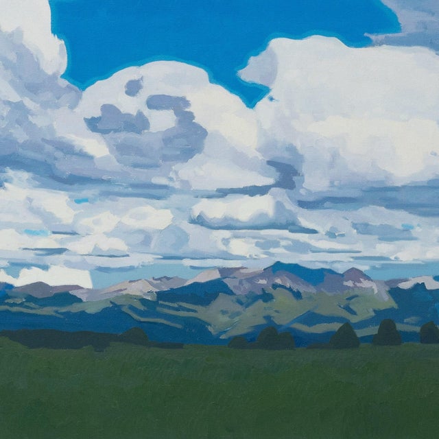 Blue The Rhythm of the Sky by Michael Magrin | Oil on Linen Mountain Landscape With Clouds For Sale - Image 8 of 14