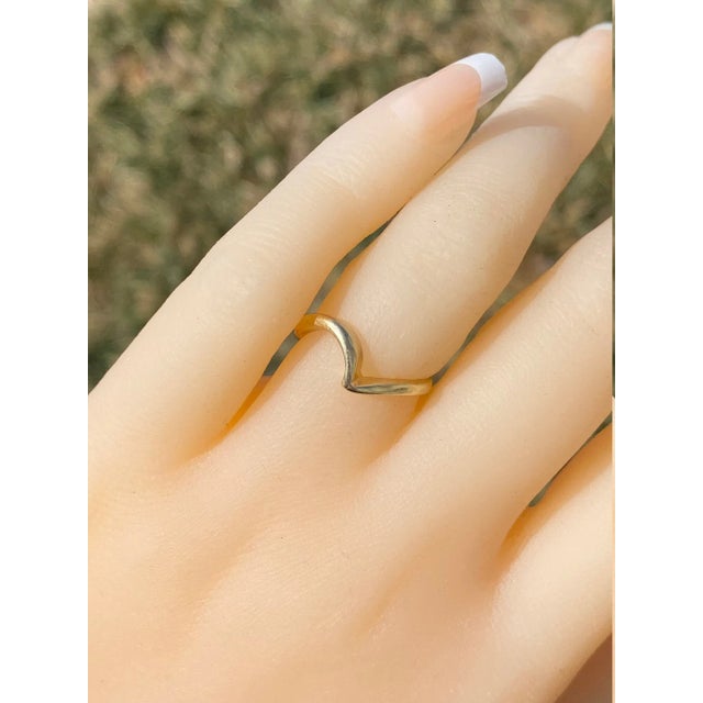 The Wave: Simple Yellow Gold Stackable Wave Ring For Sale - Image 9 of 10