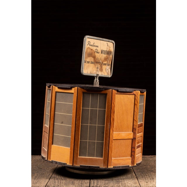 Mid 20th Century Vintage "Ponderosa Pine Woodwork" Revolving Panel Door Pos Countertop Display For Sale - Image 5 of 9