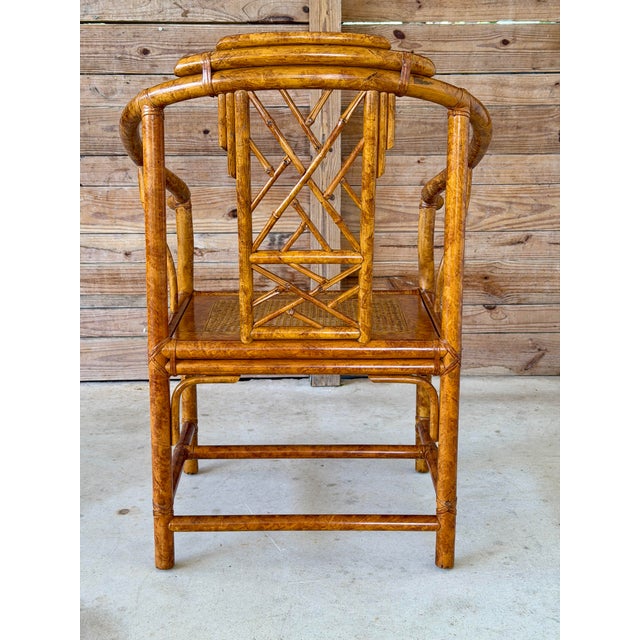 Hekman Furniture Vintage Chinoiserie Regency Horseshoe Bamboo Rattan & Cane Side Chair For Sale - Image 4 of 12