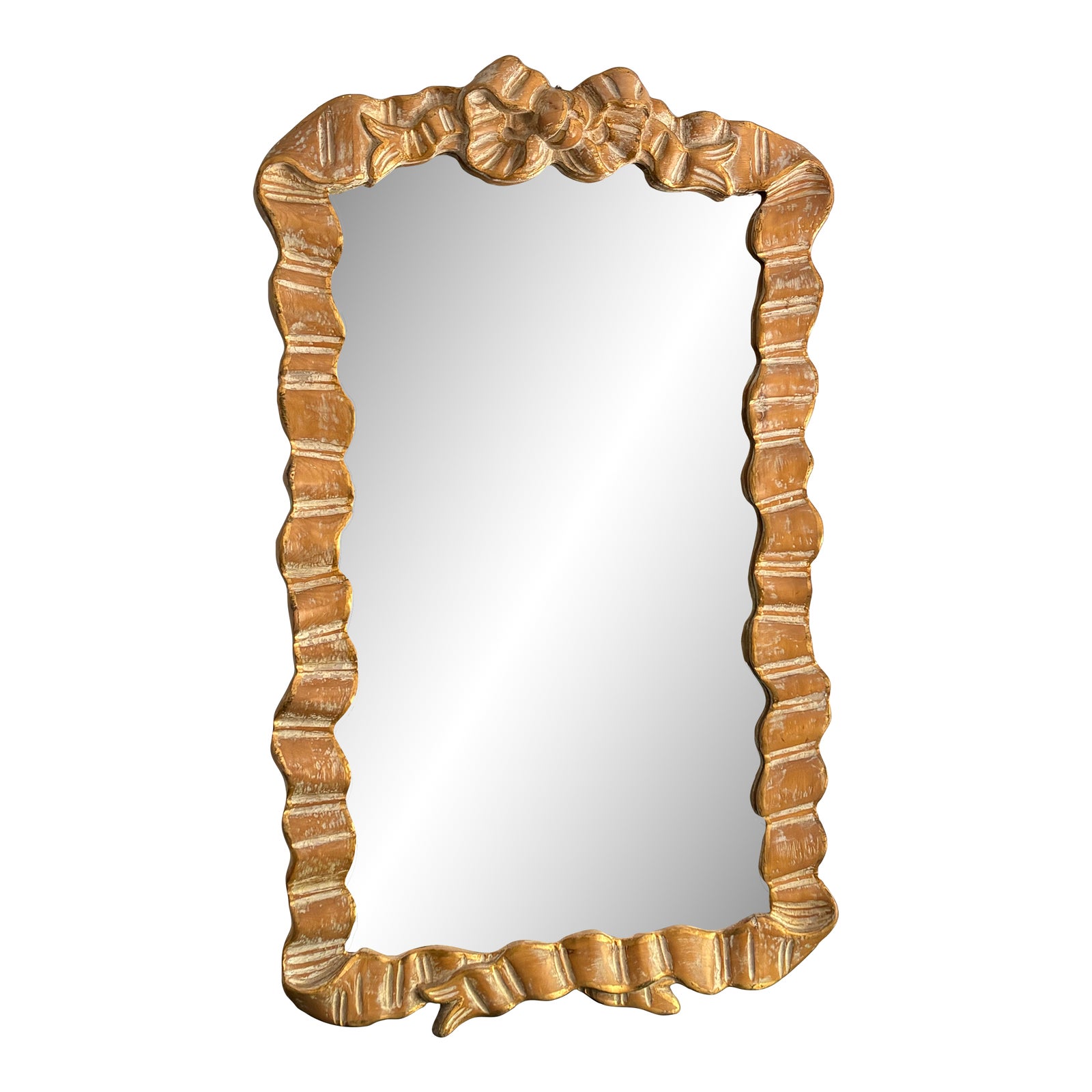 Large Vintage Jeffco Pine Distressed Ribbon Wall Mirror | Chairish