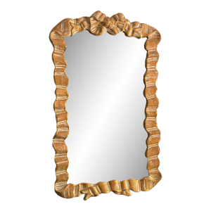 Large Vintage Jeffco Pine Distressed Ribbon Wall Mirror