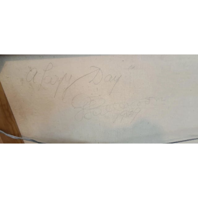 “A Lazy Day” (1939) by G. Patterson – Signed Original Oil on Canvas – Ornate Gilt Frame With Provenance & 1980 Appraisal For Sale In Atlanta - Image 6 of 6