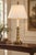 Art Nouveau Vintage Monumental Stiffel Neoclassical Brass Dual-Light Table Lamp With Ivory Linen Shade For Sale - Image 3 of 8