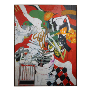 Vintage Post-War Abstract Expressionist / Pop Art Oil on Canvas