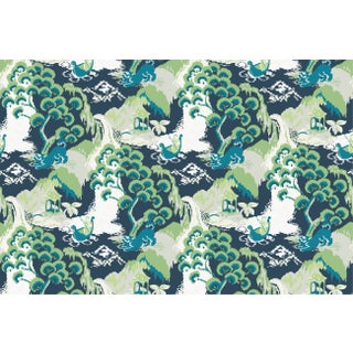 Old Peking Jungle Green Fabric Sample For Sale