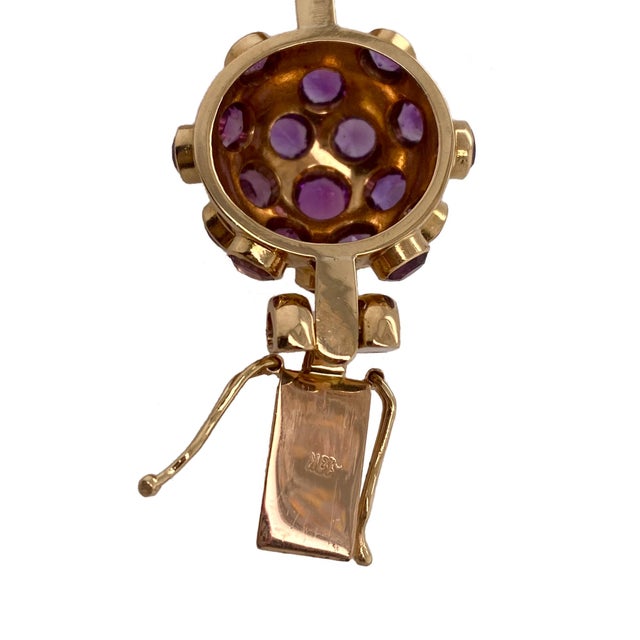 1960s H Stern Style Vintage 18k Gold & Amethyst Sputnik Bracelet For Sale - Image 5 of 5