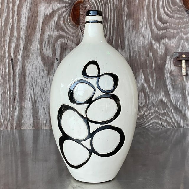 Boho Chic Vintage Boho Signed Studio Pottery Bubble Vase For Sale - Image 3 of 6