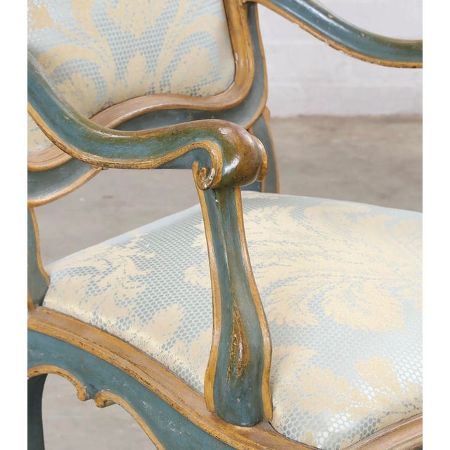 This is a fabulous hand painted bergere chair attributed to Hendrix Allardyce out of Los Angeles. The polychrome painted...
