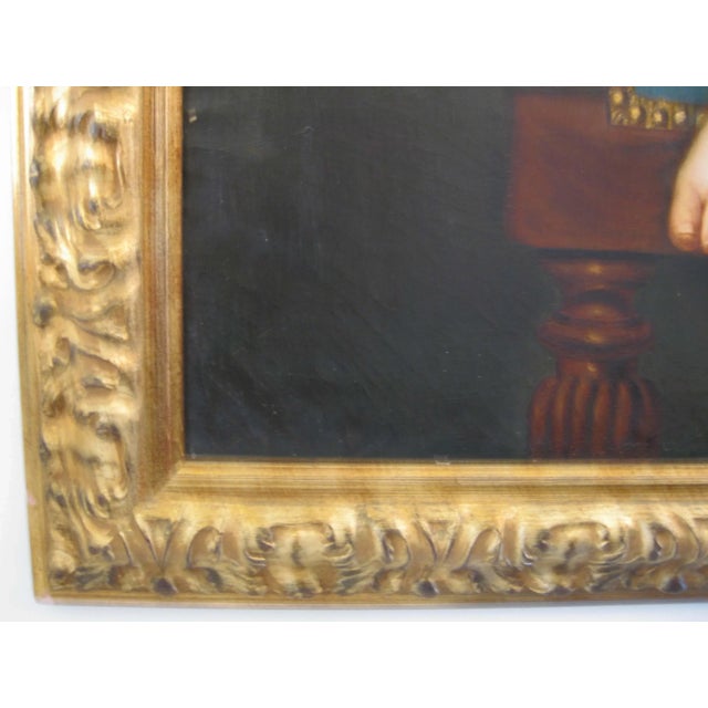 Antique Portrait of Young Girl With Daisies Painting For Sale - Image 4 of 5
