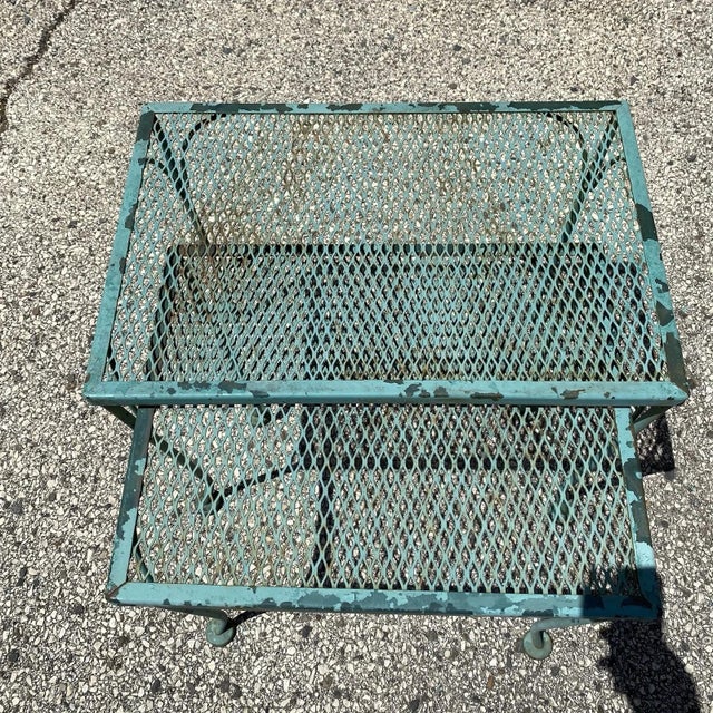 Victorian Vintage Woodard Style Wrought Iron Green Garden Patio Nesting Side Tables - Set of 2 For Sale - Image 3 of 8