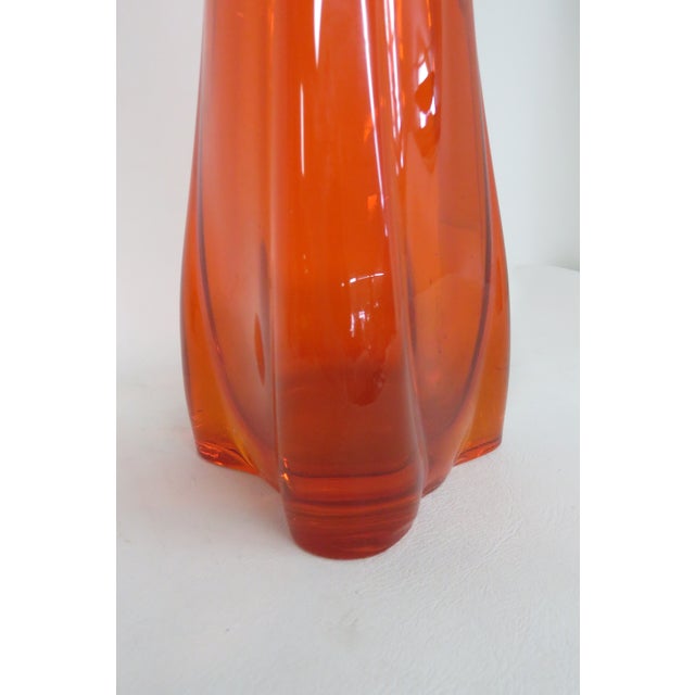 Viking Glass Three Foil Persimmon Swung Vase Mid Century Large Floor Art 4754b For Sale - Image 14 of 18