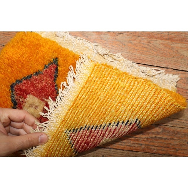 Vintage Zabihi Collection Turkish Tulu Mini Rug - 0'11" x 1'4" For Sale - Image 4 of 5