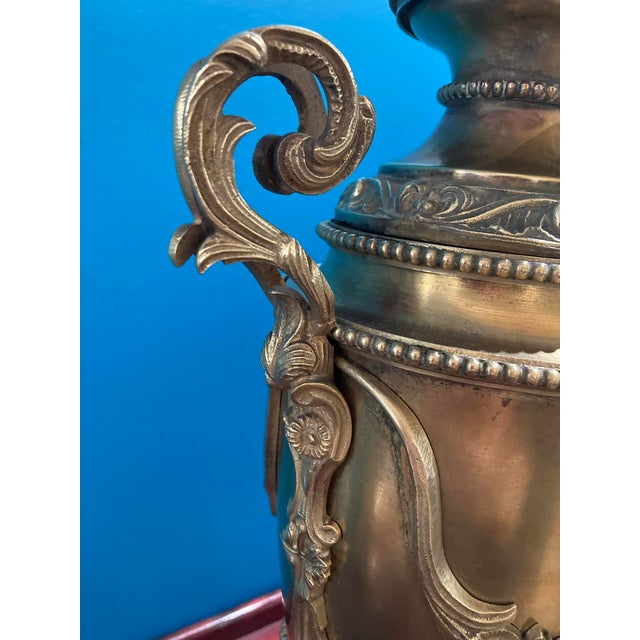 Antique Exquisite Ornate Victorian Bronze Oil Lamp 1900's For Sale - Image 10 of 18