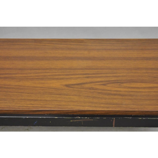 Vintage Mid Century Modern Steel Metal & Faux Rosewood Laminate Coffee Table For Sale In Philadelphia - Image 6 of 14