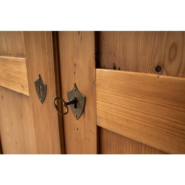 Wood Antique Late 19th Century German Pine Wardrobe with Hanging Rail and Shelf For Sale - Image 7 of 13