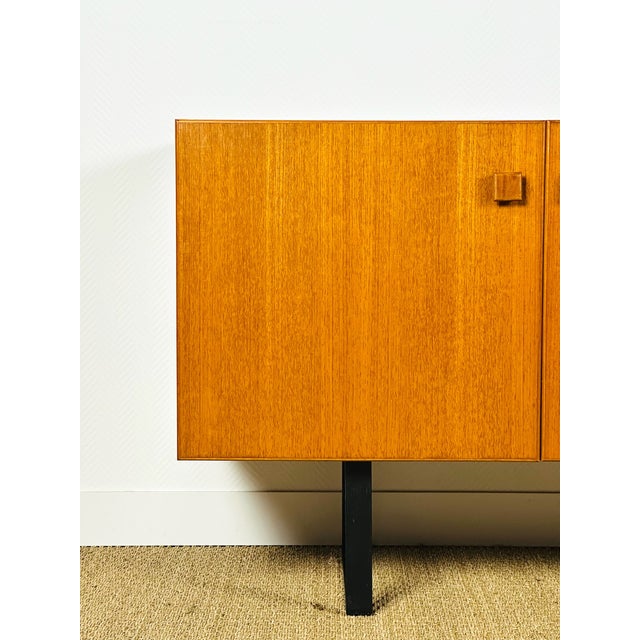 Scandinavian Teak Sideboard with Metal Sled-Style Legs, 1960 For Sale - Image 11 of 15