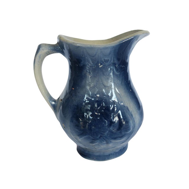 Antique Blue Glazed Stoneware Pottery Pitcher Chairish