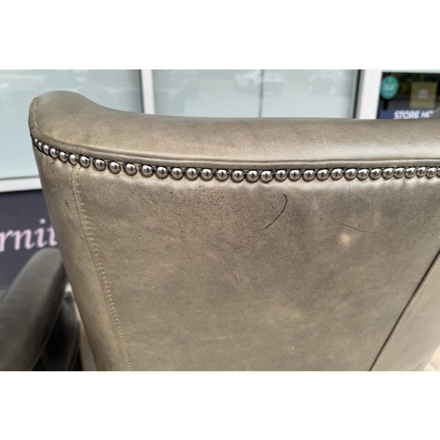 Pair of Hooker Furniture Faux-Leather Army-Green/Gray Maya Chairs For Sale - Image 15 of 18