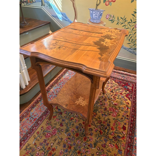 Antique Inlaid Marquetry Art Nouveau Table by Émile Gallé For Sale - Image 10 of 12
