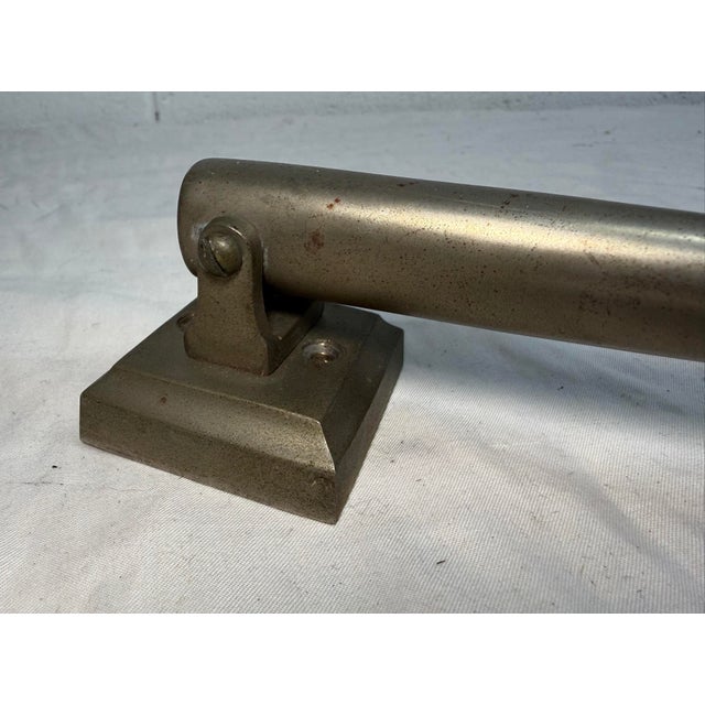 1940s Large Antique Solid Nickel Plated Brass Hammer Front Door Knocker Bell Alarm For Sale - Image 5 of 12