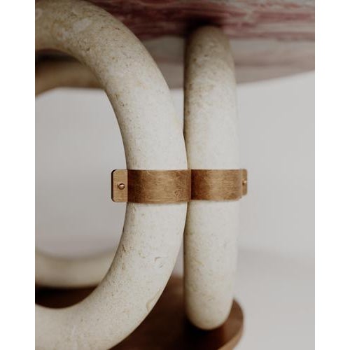 Limited Edition, Round Pink Marble Bronze Lilly Dining Table By Esther Knopfler Dimensions: Dia. 150 x H 75 cm. Material:...