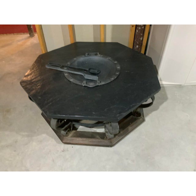 Mid-Century Modern Vintage Mid-Century Slate Wrought Iron Cocktail/Coffee Octagonal Table For Sale - Image 3 of 9