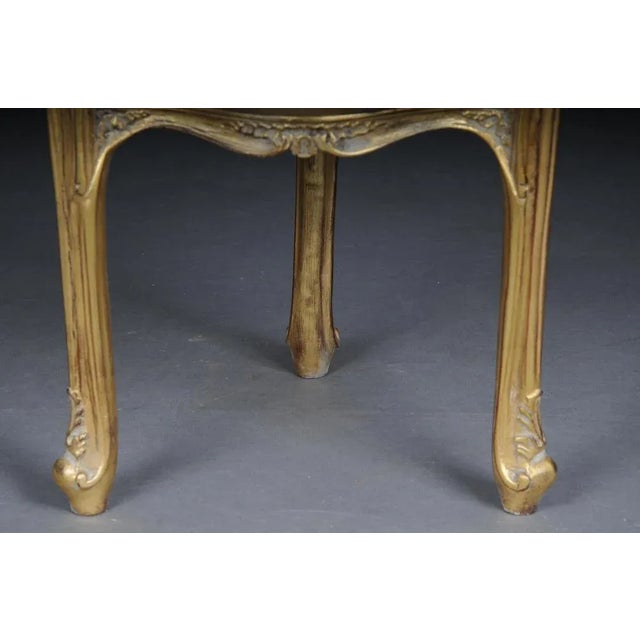 Louis XV Carved Gold Side Table with Marble Top For Sale - Image 4 of 13