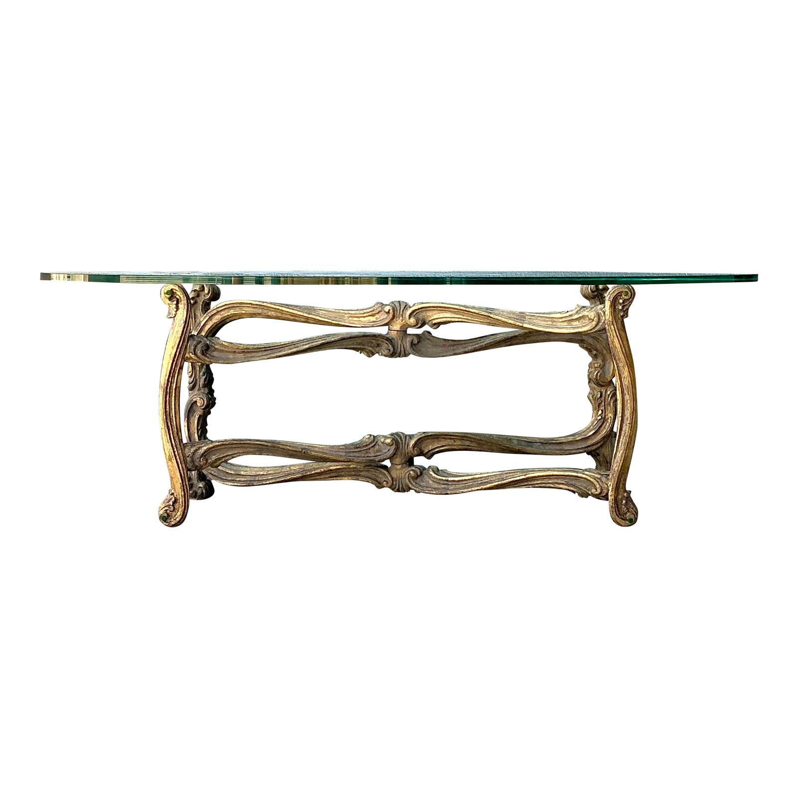 Vintage Gilt Tipped Coffee Table After Maison Jansen | Chairish