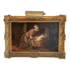 Antique 19th Century Oil Painting Figural