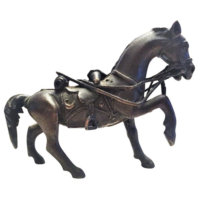 Tibetan Equestrian Bronze Sculpture of Horse in Full Harness, 17th Century For Sale