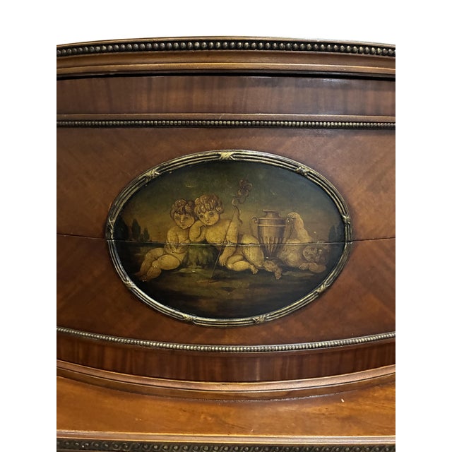 Early 20th Century Neoclassical Mahogany Chest on Chest With Hand-Painted Oval Medallion & Bronze Ormolu For Sale - Image 12 of 12