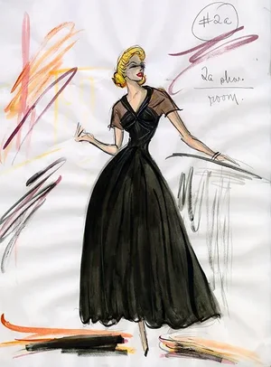 16x20 Print of Original Costume Sketch by Edith Head of Grace Kelly for "Rear Window" 1954