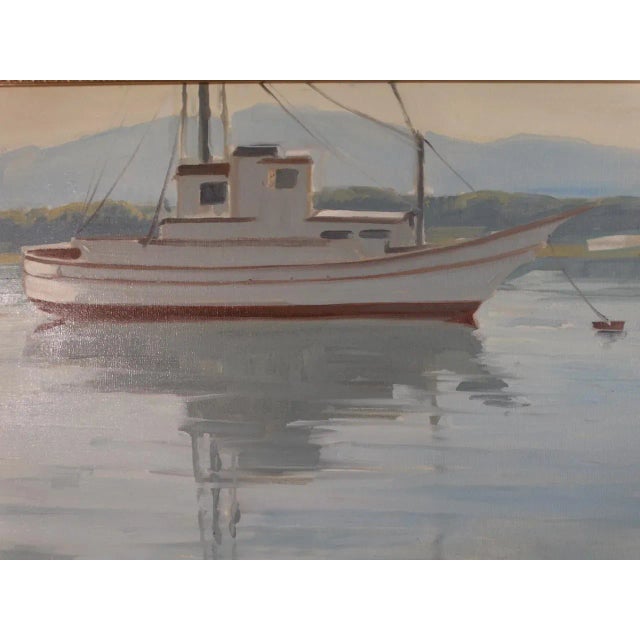 Mid 20th Century Mid 20th Century Harbor Scene Oil Painting by Sam Hyde Harris, Framed For Sale - Image 5 of 6