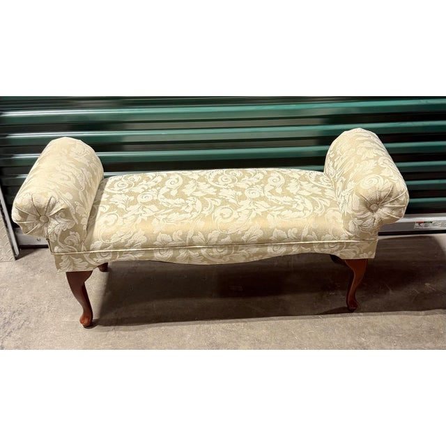 Cream Late 20th Century Queen Anne Style Rolled Arm Bench For Sale - Image 8 of 8