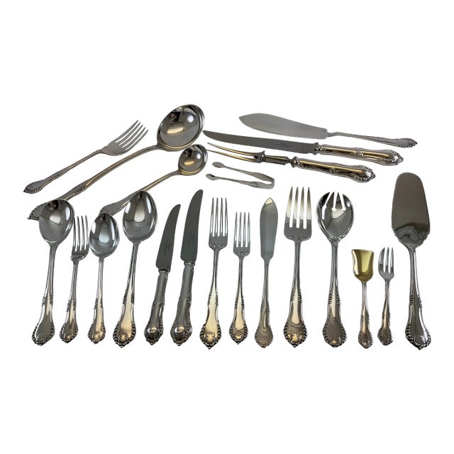 1980s Silver Complete European Cutlery Set 145 Pieces, Chesterfield Pattern - 145 pcs For Sale