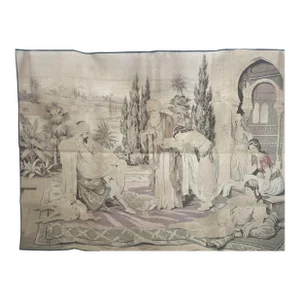 Moorish Tapestry With a 19th Century Orientalist Arabian Scene