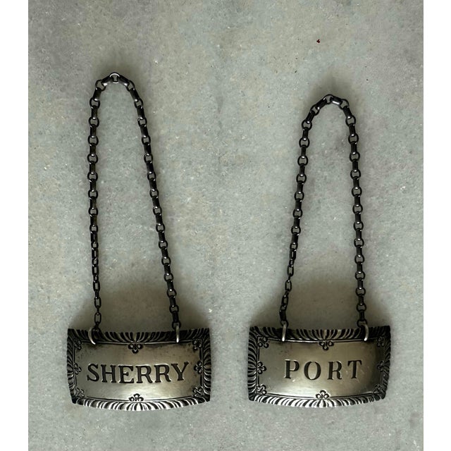 Silver Mid 20th Century Sterling Silver "Sherry" Decanter Label/Tag by Stieff Company for Colonial Williamsburg For Sale - Image 8 of 10