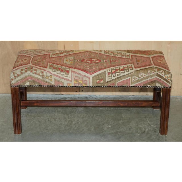 Victorian Style Kilim Bench For Sale - Image 3 of 15