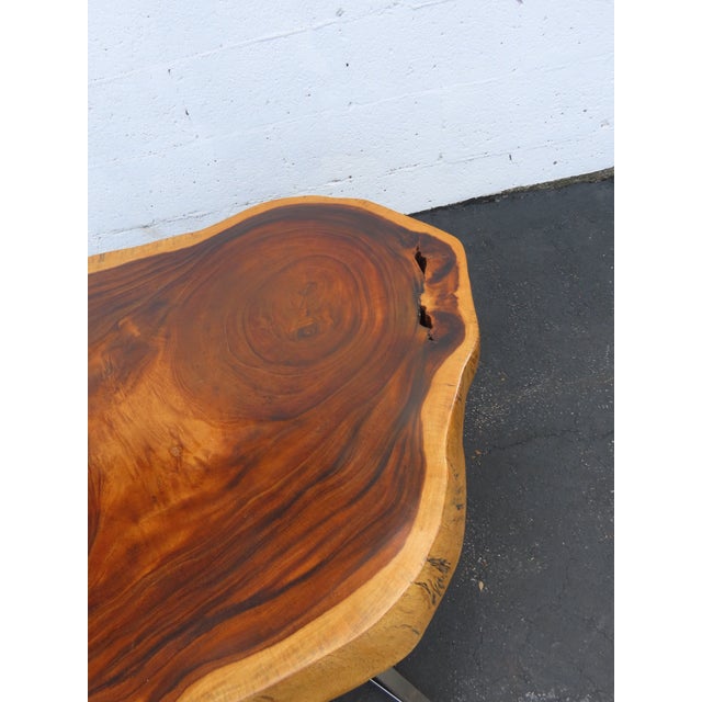 Rustic Natural Live Edge Wood Tree Slice Side Large Coffee Table 6891 For Sale - Image 17 of 18