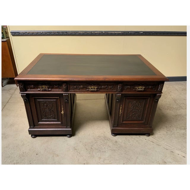 Antique Neo-Renaissance Desk in Oak, 1880 For Sale - Image 18 of 18