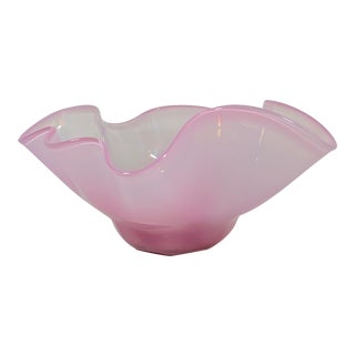 1994 Signed Hand Blown Handkerchief Glass Bowl For Sale