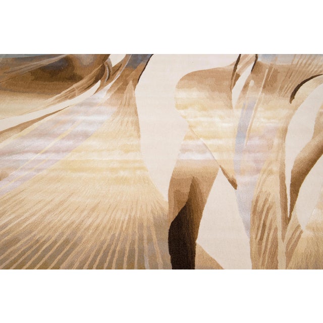 2020s Abstract Modern Wool & Silk Rug Handmade With Earthy Hues For Sale In New York - Image 6 of 10