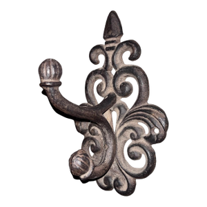 1990s Vintage Scroll Wrought Iron Hanging Hook