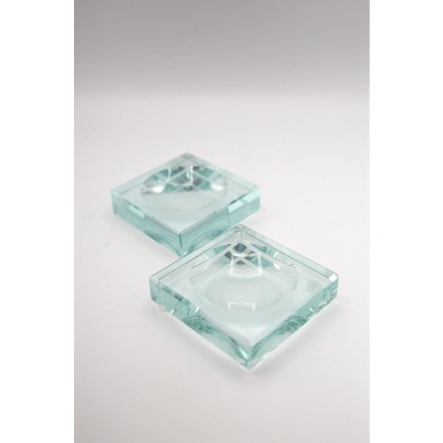 Glass Vintage Crystal Ashtrays from Fontana Arte, Set of 2 For Sale - Image 7 of 7