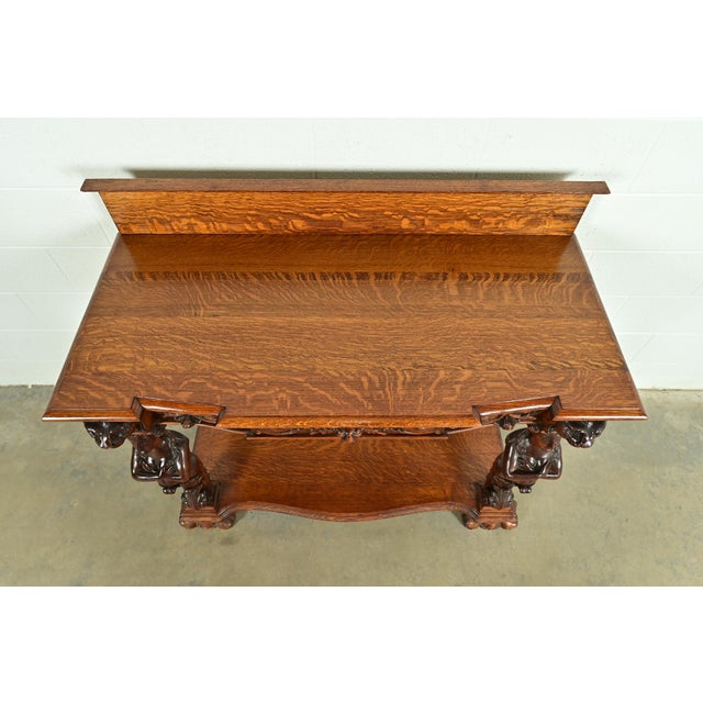 R. J. Horner Style Antique Victorian Carved Oak Sideboard or Buffet Server, Circa 1890s For Sale - Image 12 of 16