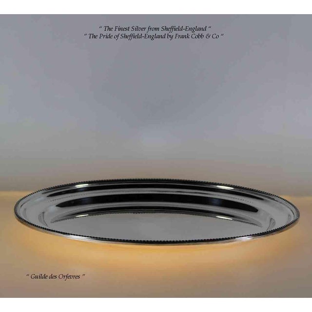 1970’s Vintage/New Silver-Plate Oval Platter With Bead Pattern, Applied Border For Sale - Image 9 of 12